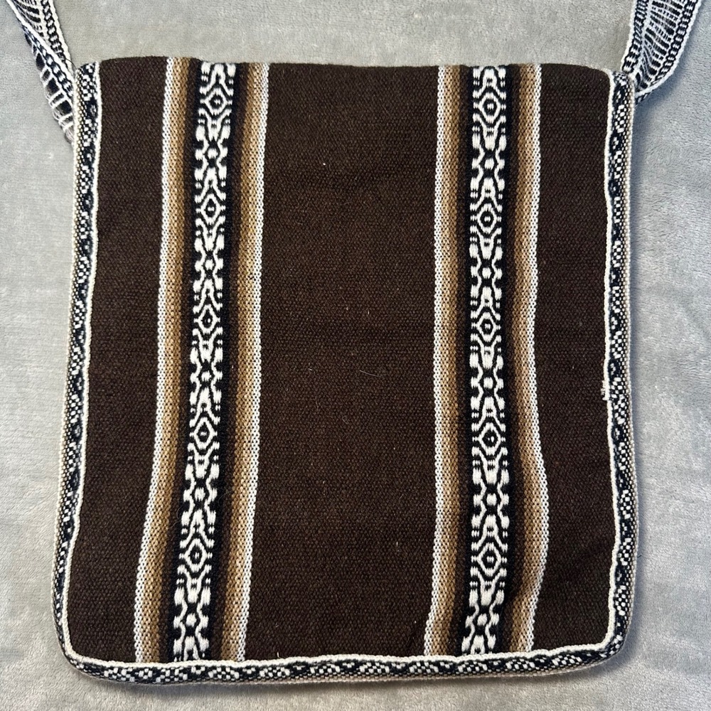 Peruvian Woven Llama Alpaca Crossbody Messenger Bag Brown Southwestern Boho - Picture 4 of 9